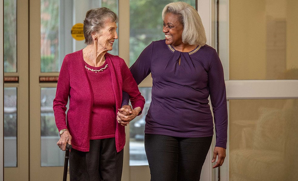 Residents and team members spending time together at Parker Place