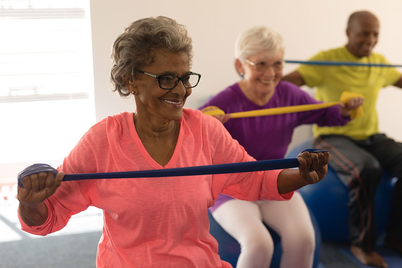 Residents taking part in an exercise class at Parker Place