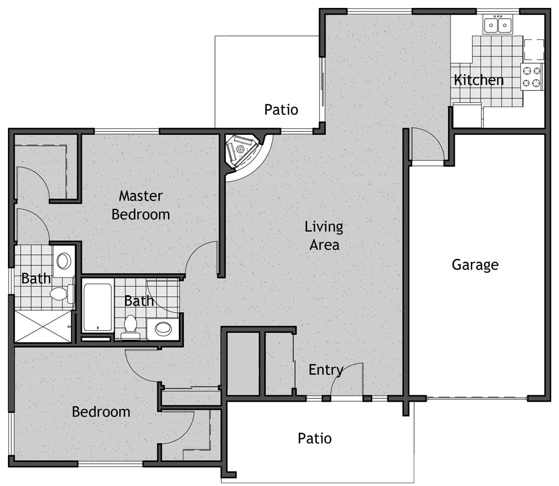 Two-Bedroom Cottage floor plan layout